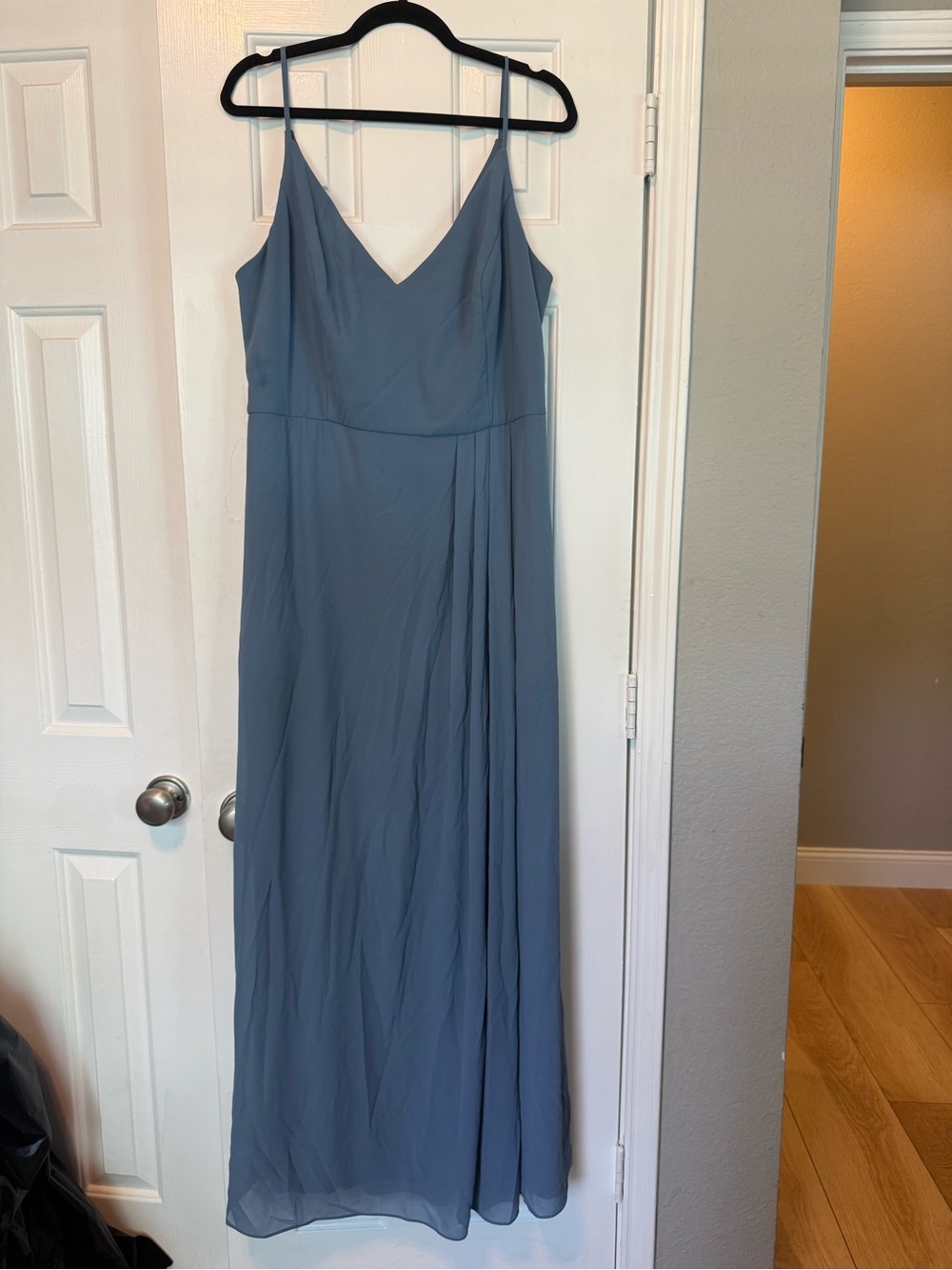 💙✨ DB Studio Celebrate Steel Blue Chiffon Bridesmaid Dress Size 18 | Tie Back - Picture 2 of 9